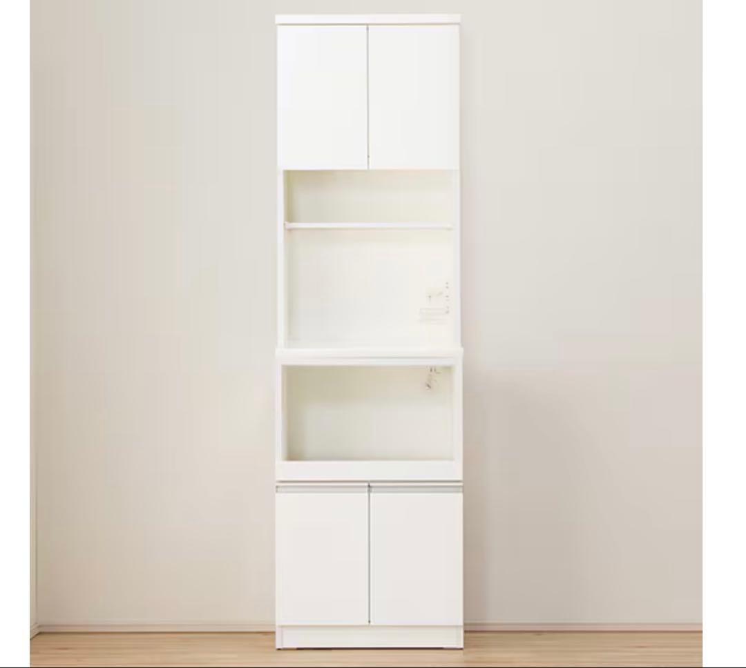 ニトリ　キッチンボード　ホワイト　食器棚 調整可能棚板付き