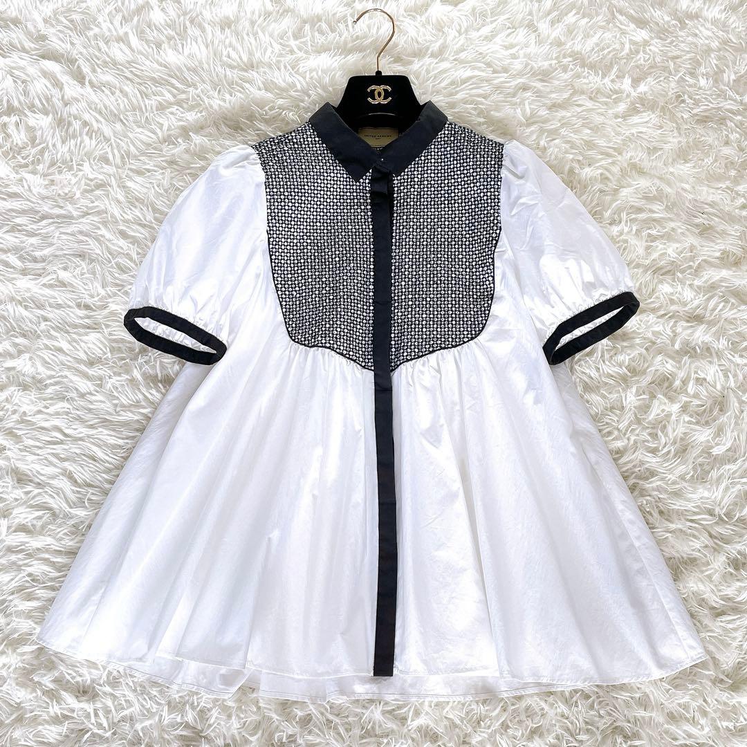 美品✨【ユナイテッドアローズ】エンブロイダリー コンビ ショートスリーブブラウス