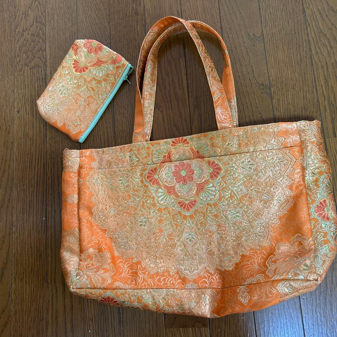 帯地バックとポーチセット