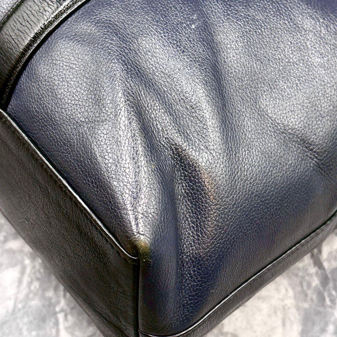 COACH メトロポリタン レザートートバッグ 2way ネイビー×ブラック