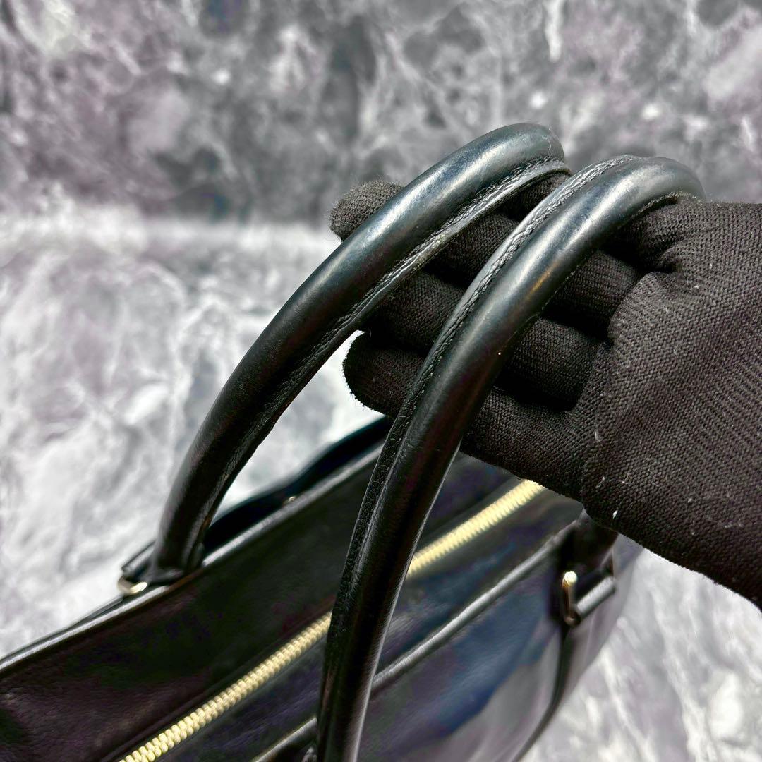 COACH メトロポリタン レザートートバッグ 2way ネイビー×ブラック