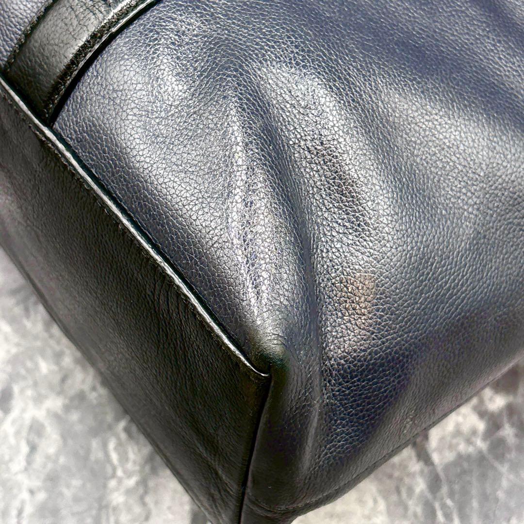 COACH メトロポリタン レザートートバッグ 2way ネイビー×ブラック