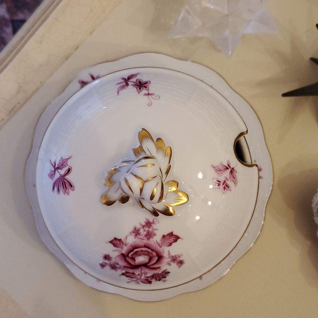 レア　ヘレンド　アポニーピンクシュガーポットカップ受け皿付き　アクセサリーケース