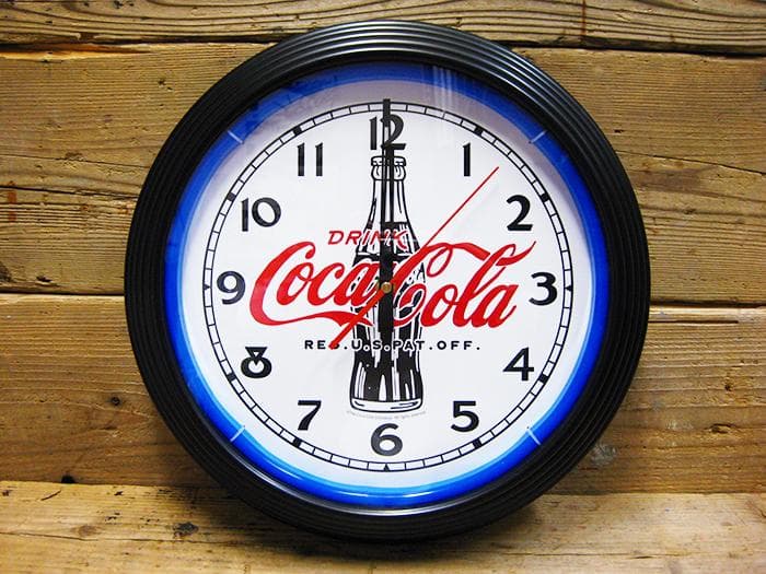 ネオンクロック コカ・コーラ (ブルー) 青 光る 壁掛け時計 ウォールクロック