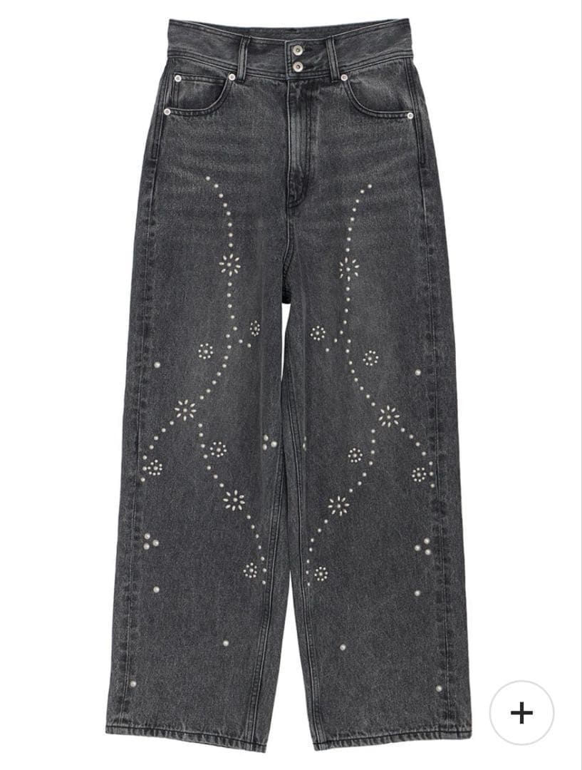 パンツ STUDS DETAIL STRAIGHT DENIM PANTS