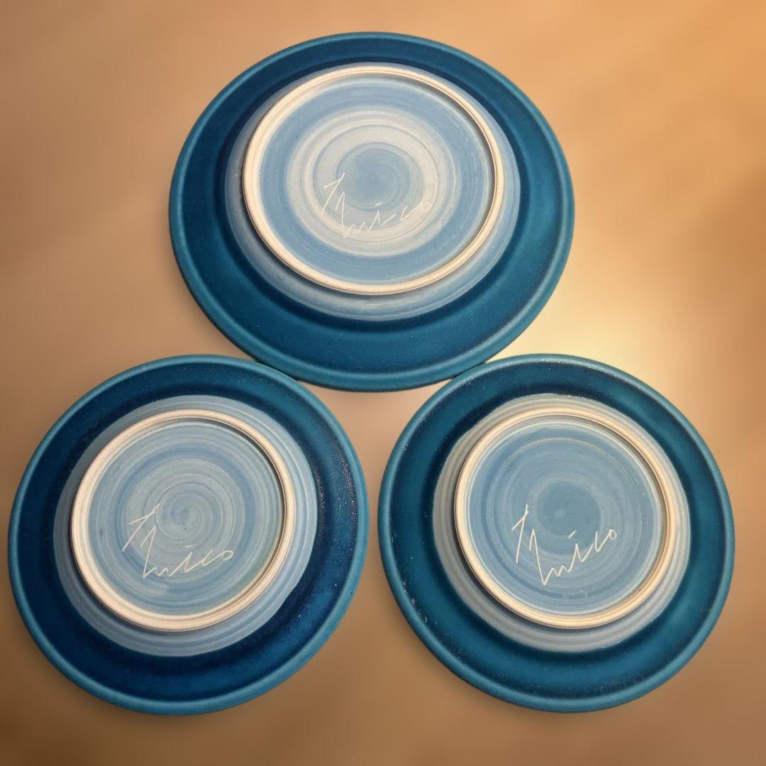 【3点】金城有美子 サンゴブルー 皿