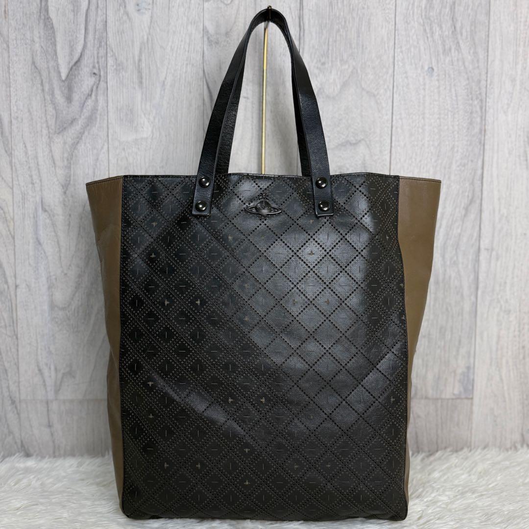 希少♡A4♡ヴィヴィアンウエストウッド オーブ パンチング レザー トートバッグ