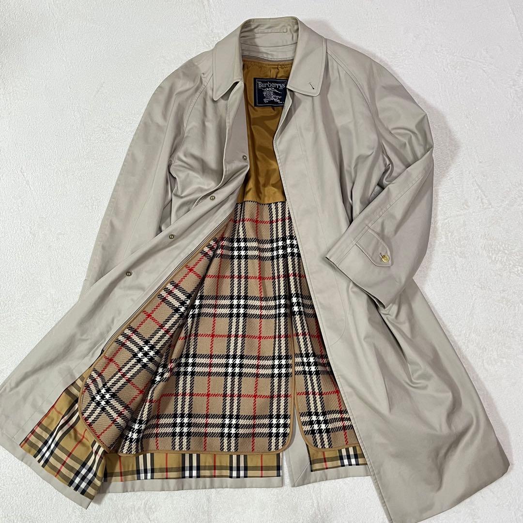 【美品】バーバリーズ　ステンカラー　ノバチェック　ライナー付　￼ベージュ　L