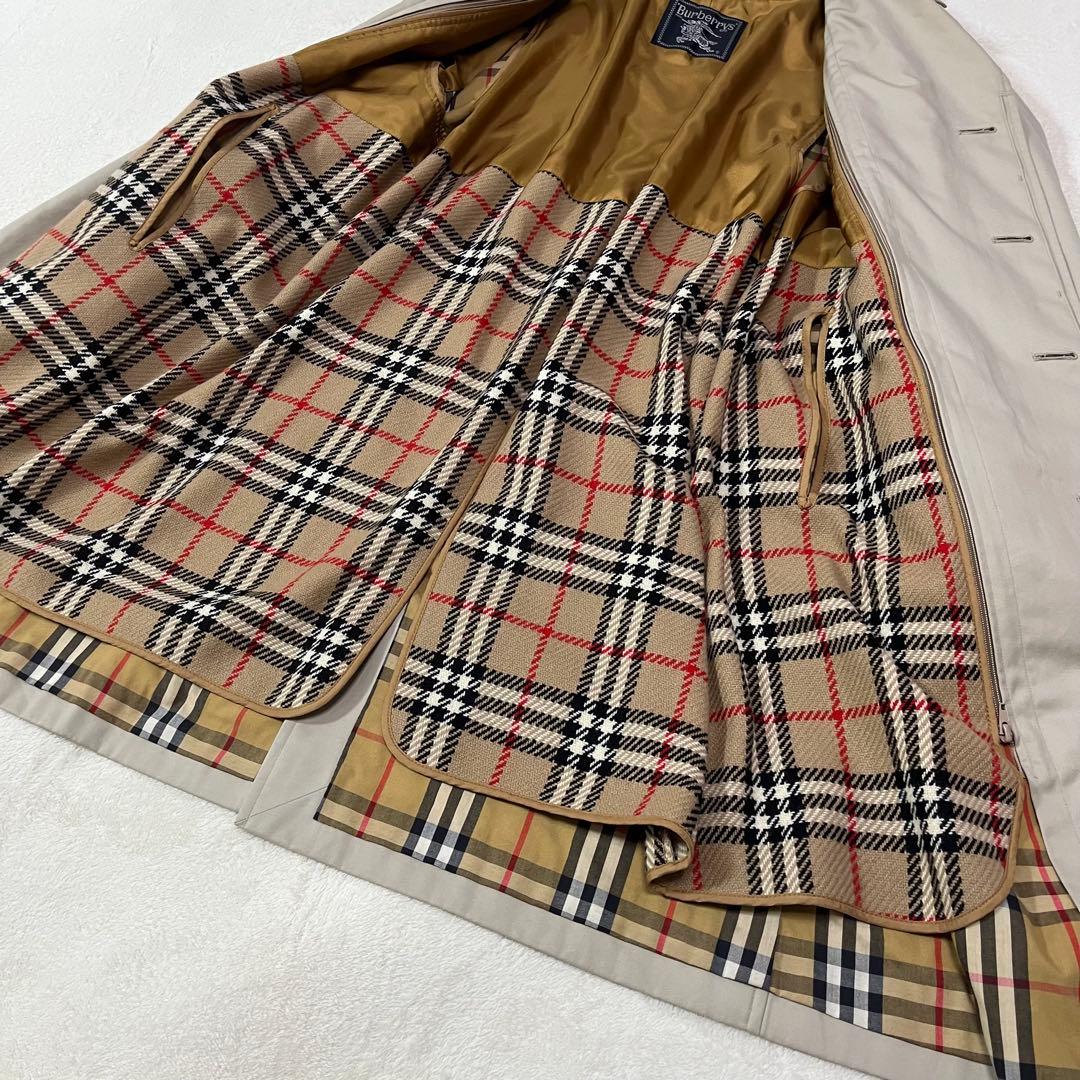 【美品】バーバリーズ　ステンカラー　ノバチェック　ライナー付　￼ベージュ　L