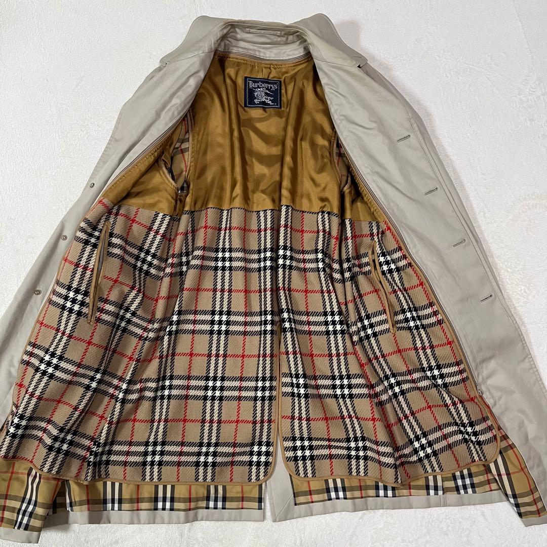 【美品】バーバリーズ　ステンカラー　ノバチェック　ライナー付　￼ベージュ　L