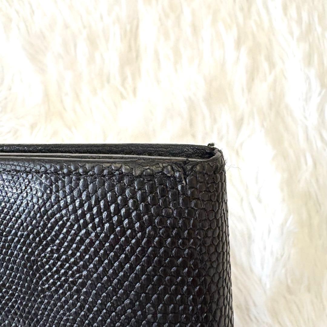 Camille Fournet 良品✨リザード レザー 長財布 二つ折り財布 黒
