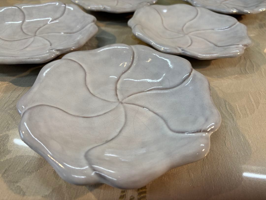 京焼清水焼／京泉窯 梅型6寸多用皿揃い