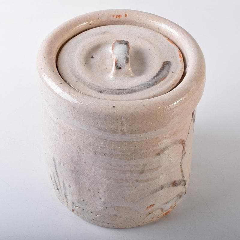 茶道具　山崎道正作　絵志野　水指　裏千家十五代鵬雲斎極め箱　M　R8732B