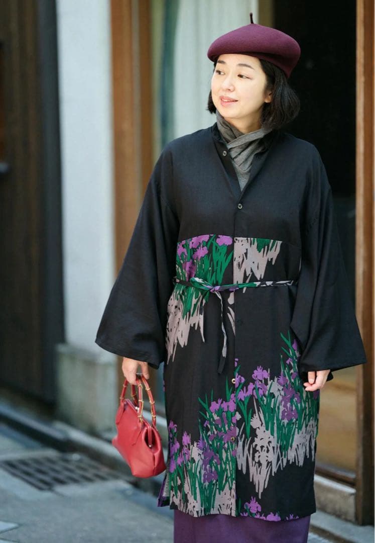 SOU・SOU モスリン 薙刀かり衣／濡羽色×光琳燕子花図屏風写し　Lサイズ