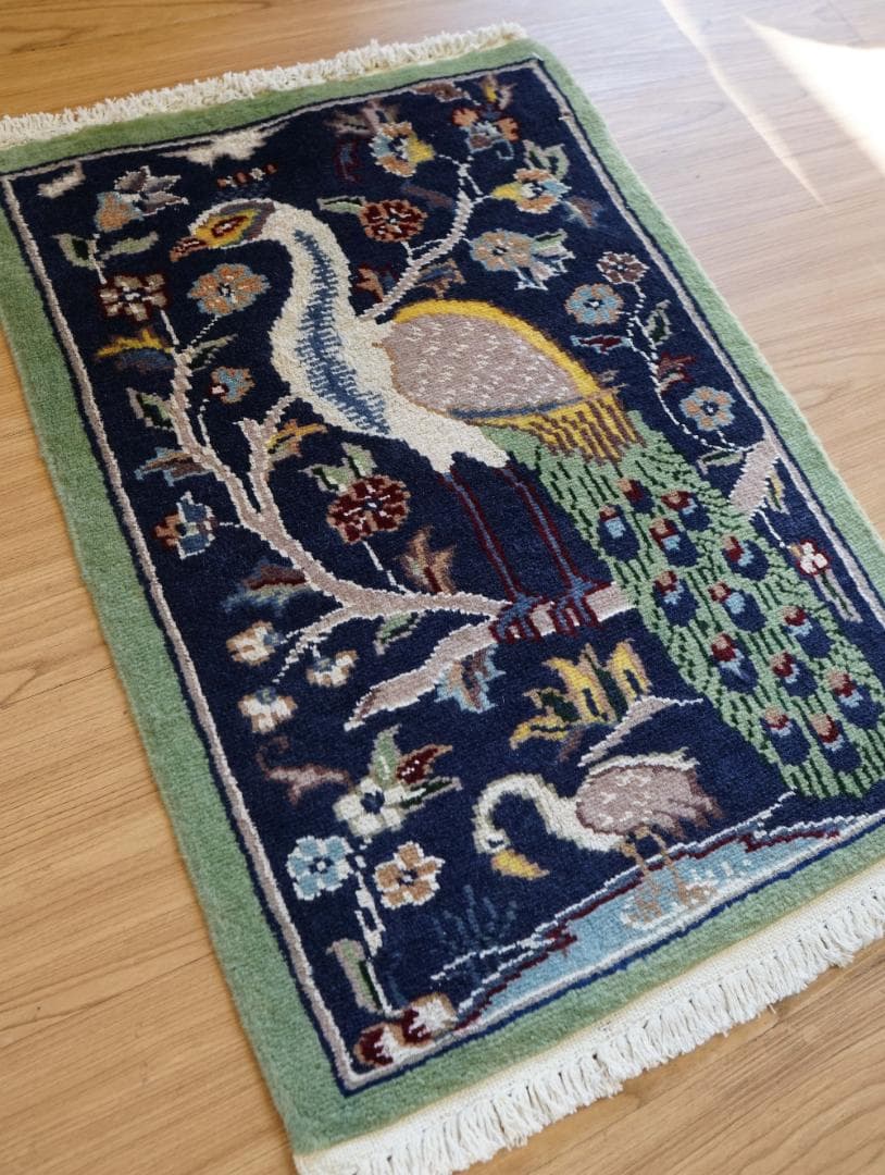 パキスタン手織りミニラグ 62×44cm ウール＆シルク ペルシヤ