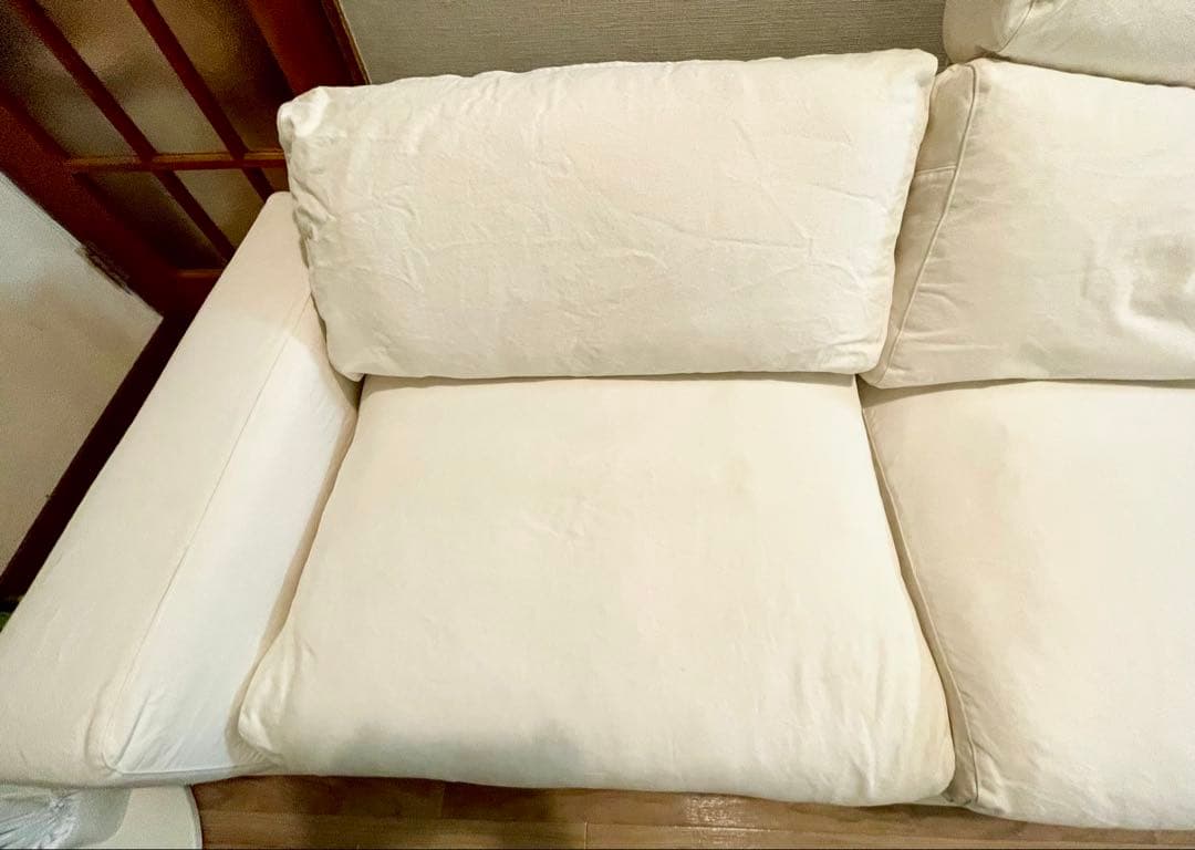 無印良品 2.5シーター ワイドアーム ダウンフェザーポケットコイル 生成