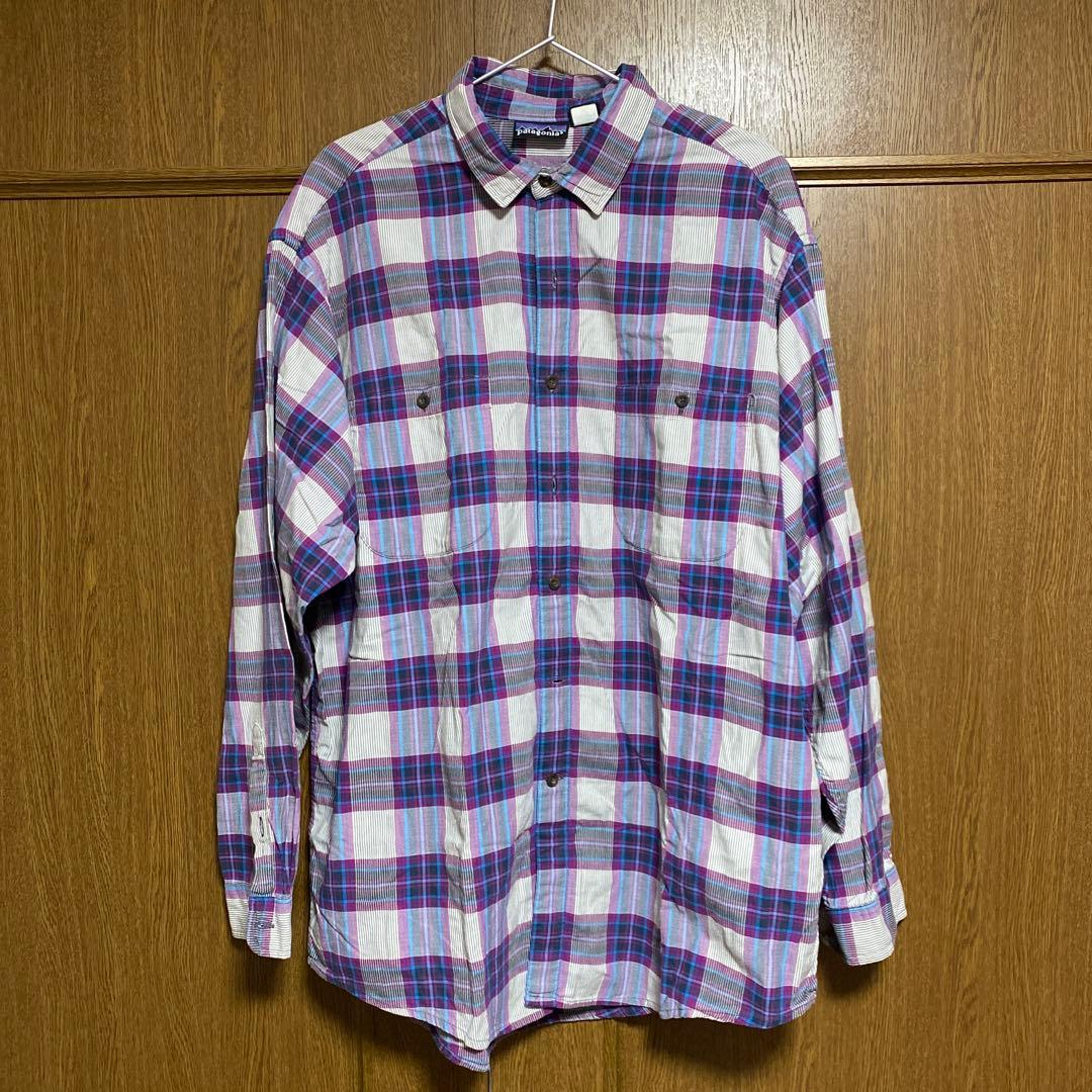 パタゴニア　チェックシャツ　パープル