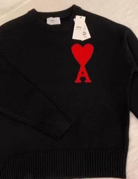 AMI PARIS ブラック ニットセーター 男女兼用 L