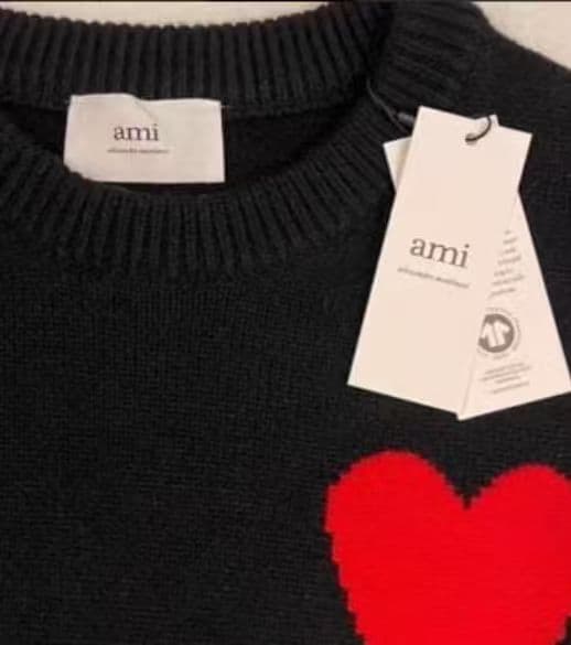 AMI PARIS ブラック ニットセーター 男女兼用 L