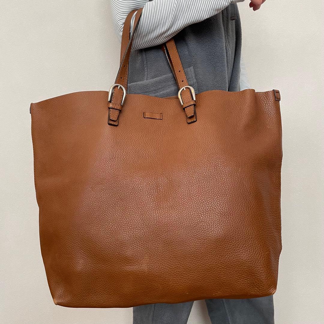 GUCCI グッチ 大判レザートートバッグ シボ革