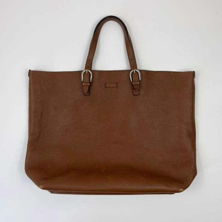 GUCCI グッチ 大判レザートートバッグ シボ革