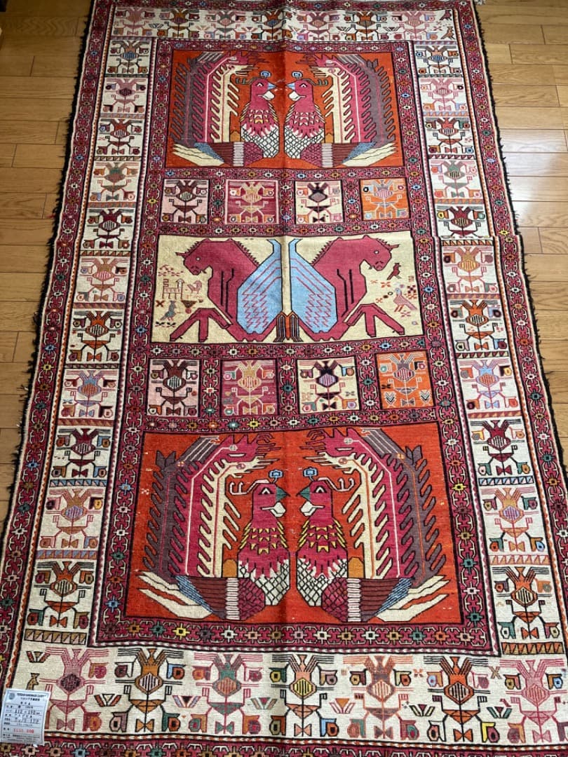 【在庫一掃セール】アルデビル キリム シルク 192cm×112cm