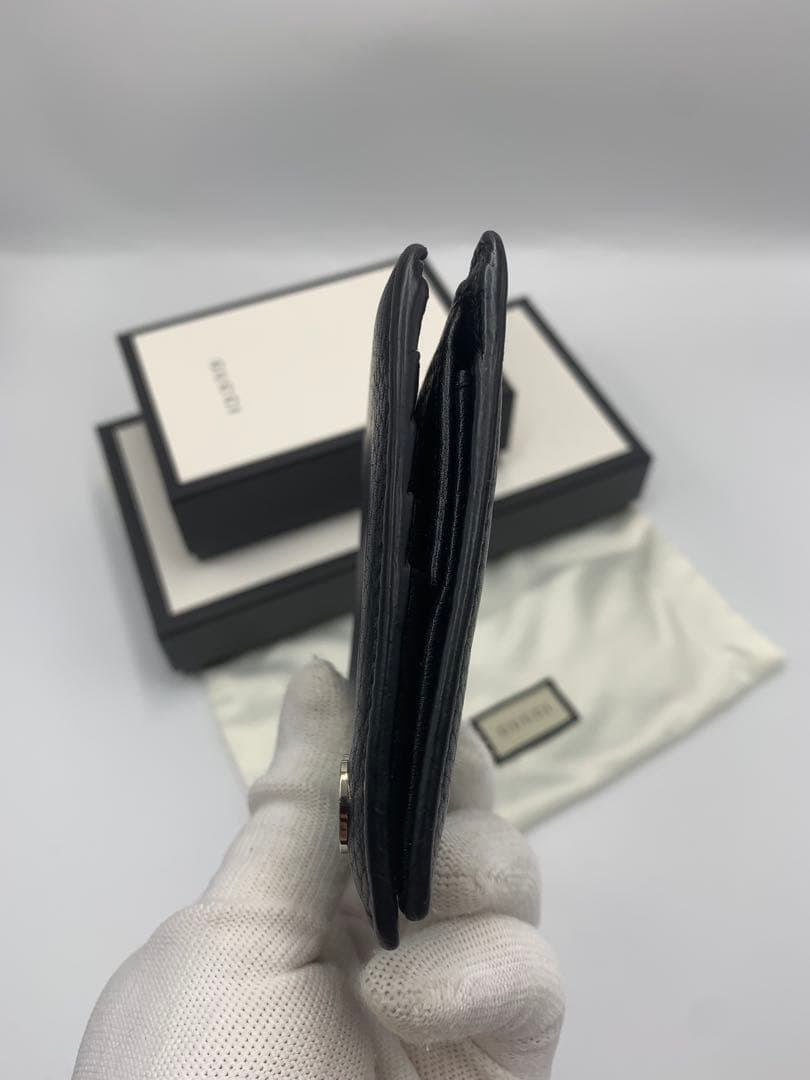 GUCCI 二つ折り財布 GGグッチ 小銭入れ レザー ブラック 黒 P55