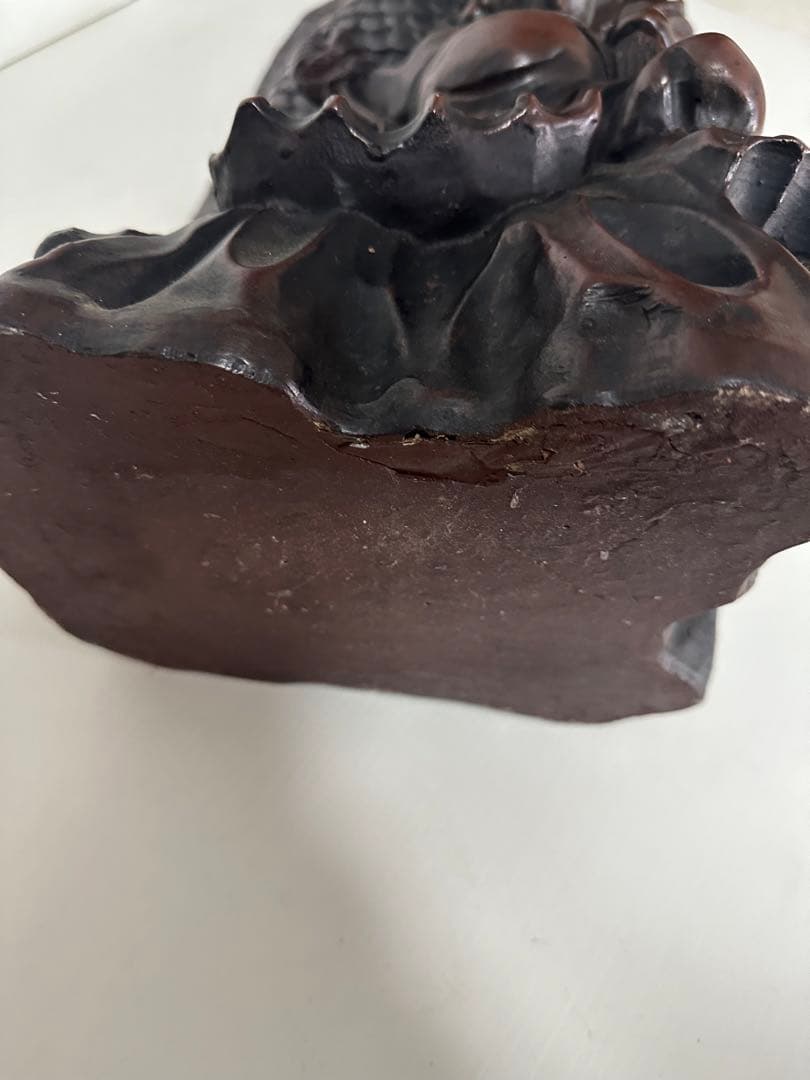 貴重　骨董　銘木　開運　金運　恵比寿様　鯛　木彫り　一刀彫