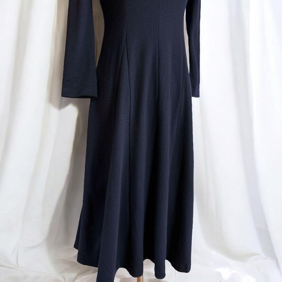 ANAYI アナイ ウール フレア ワンピース ネイビー系 36
