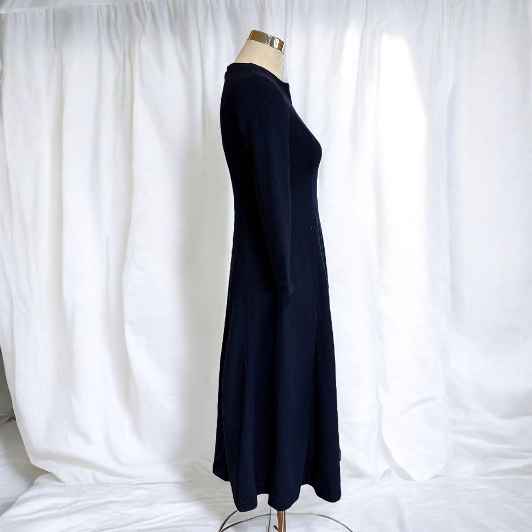 ANAYI アナイ ウール フレア ワンピース ネイビー系 36