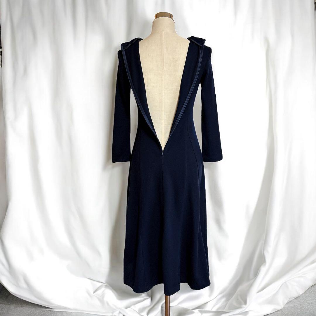ANAYI アナイ ウール フレア ワンピース ネイビー系 36