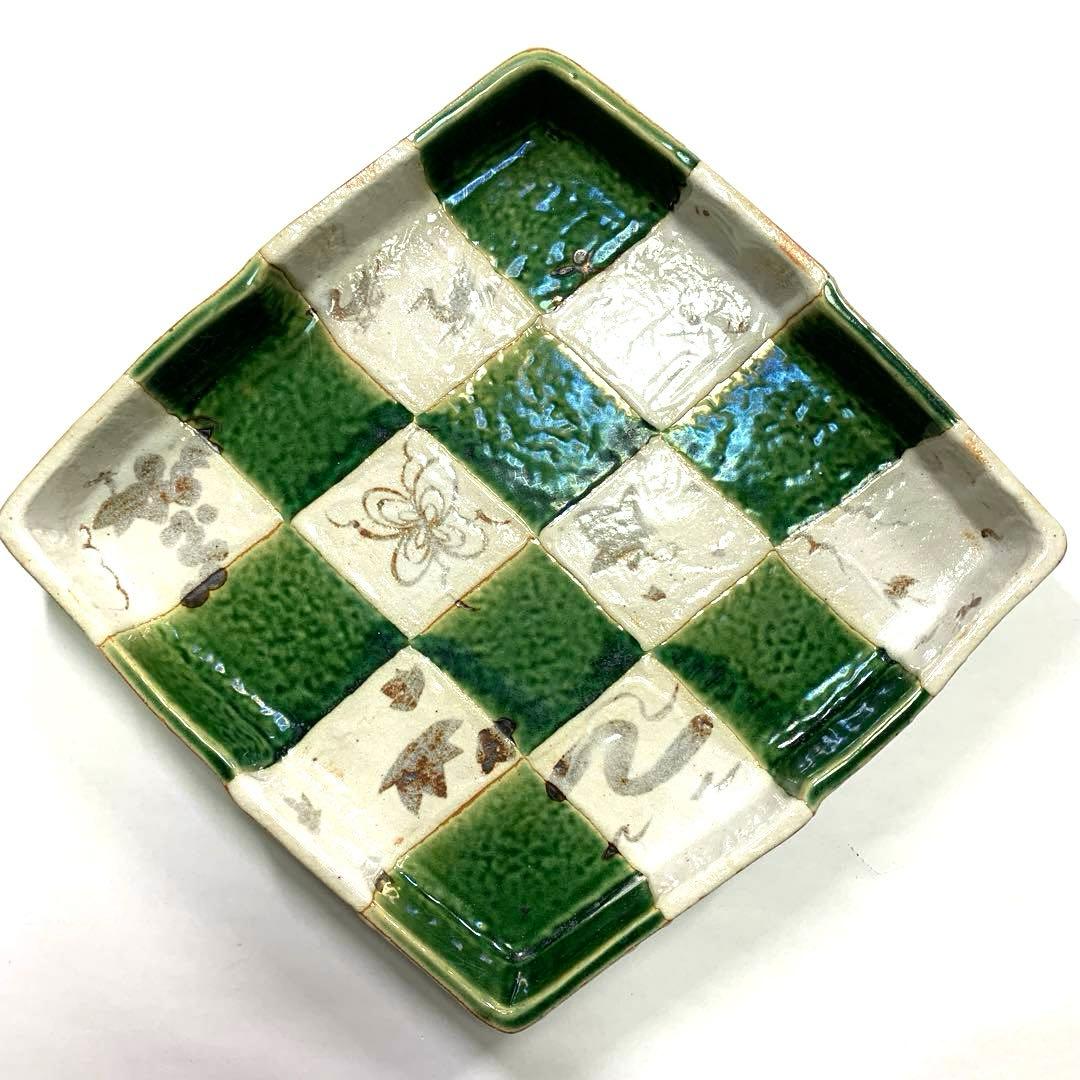 【新品未使用】　たち吉　市松　大皿　瀬戸焼 織部　菱形 角皿　5枚セット