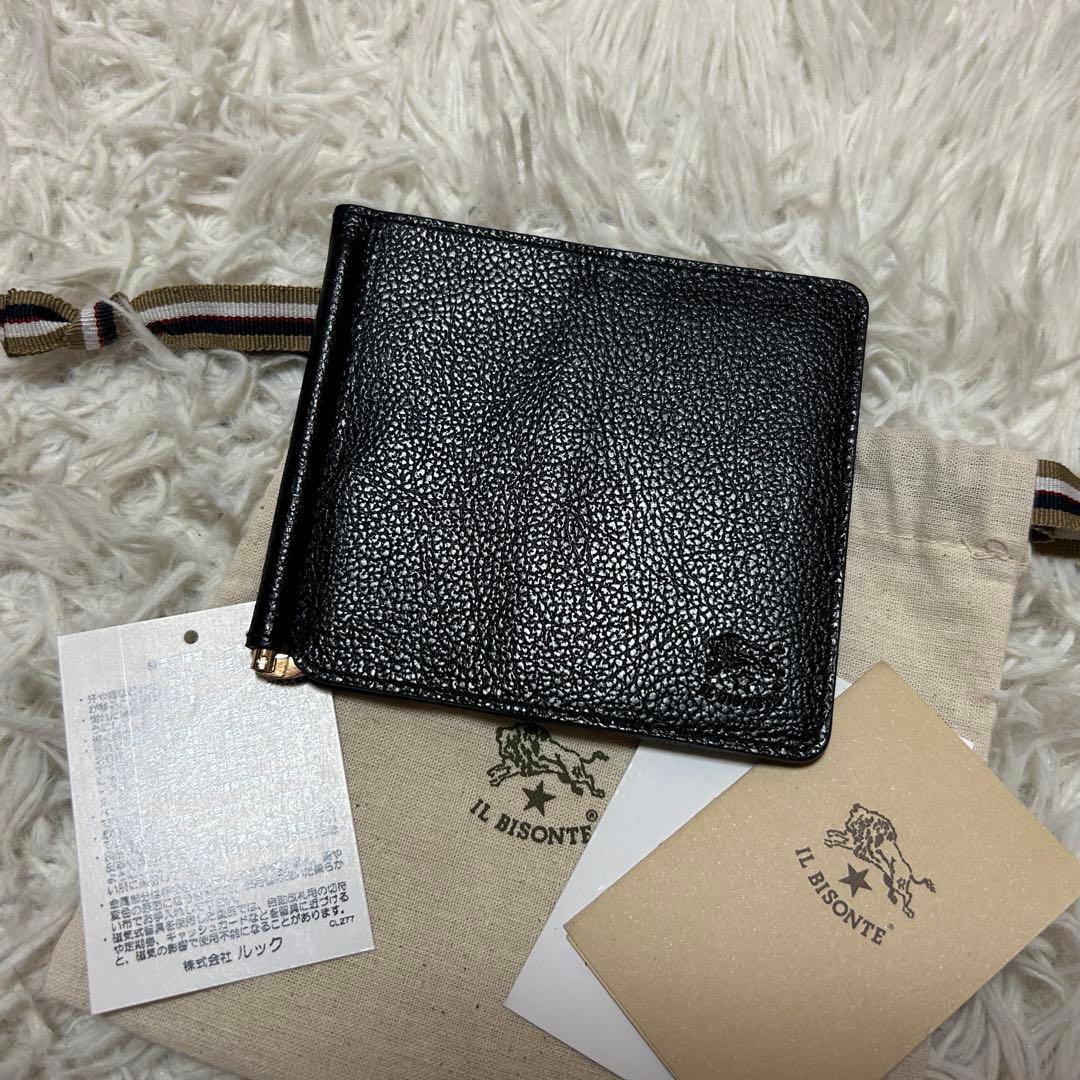⭐️未使用級⭐️イルビゾンテ マネークリップ ロゴ型押し ブラック カードケース