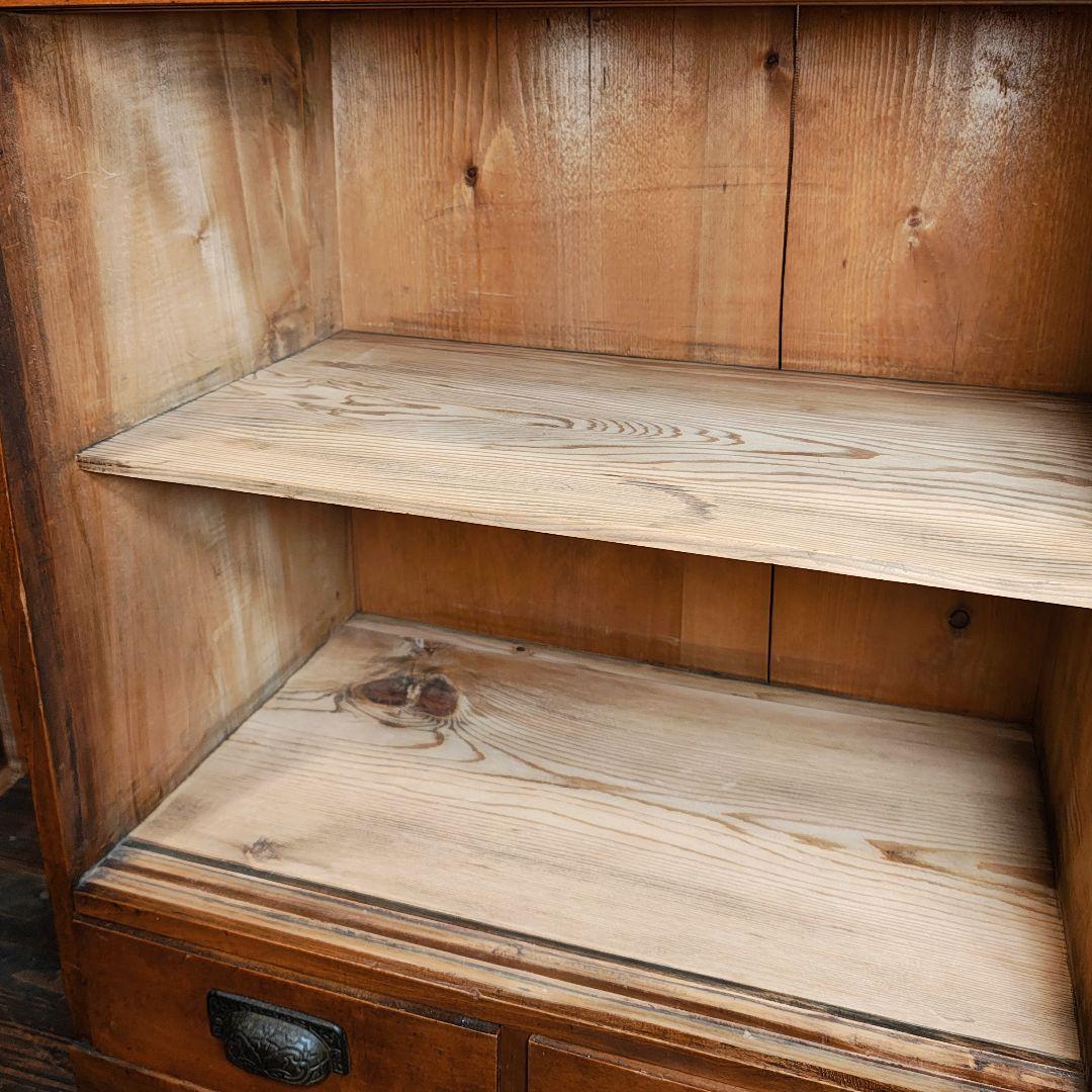 食器棚　ダイヤガラスの棚　昭和レトロ　古家具