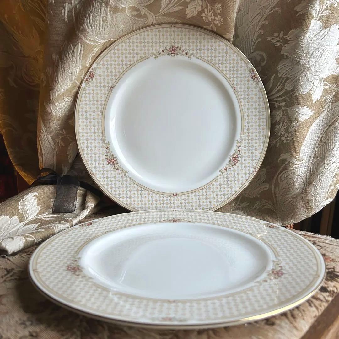 英国製 黒壺  Turnberry 淡い格子模様❁ディナー大皿