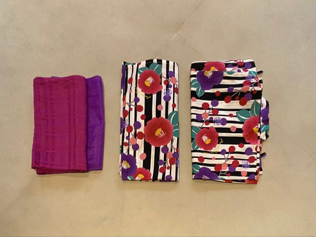 アナスイミニ 浴衣 140 パープル 椿 和モダン クリーニング済み