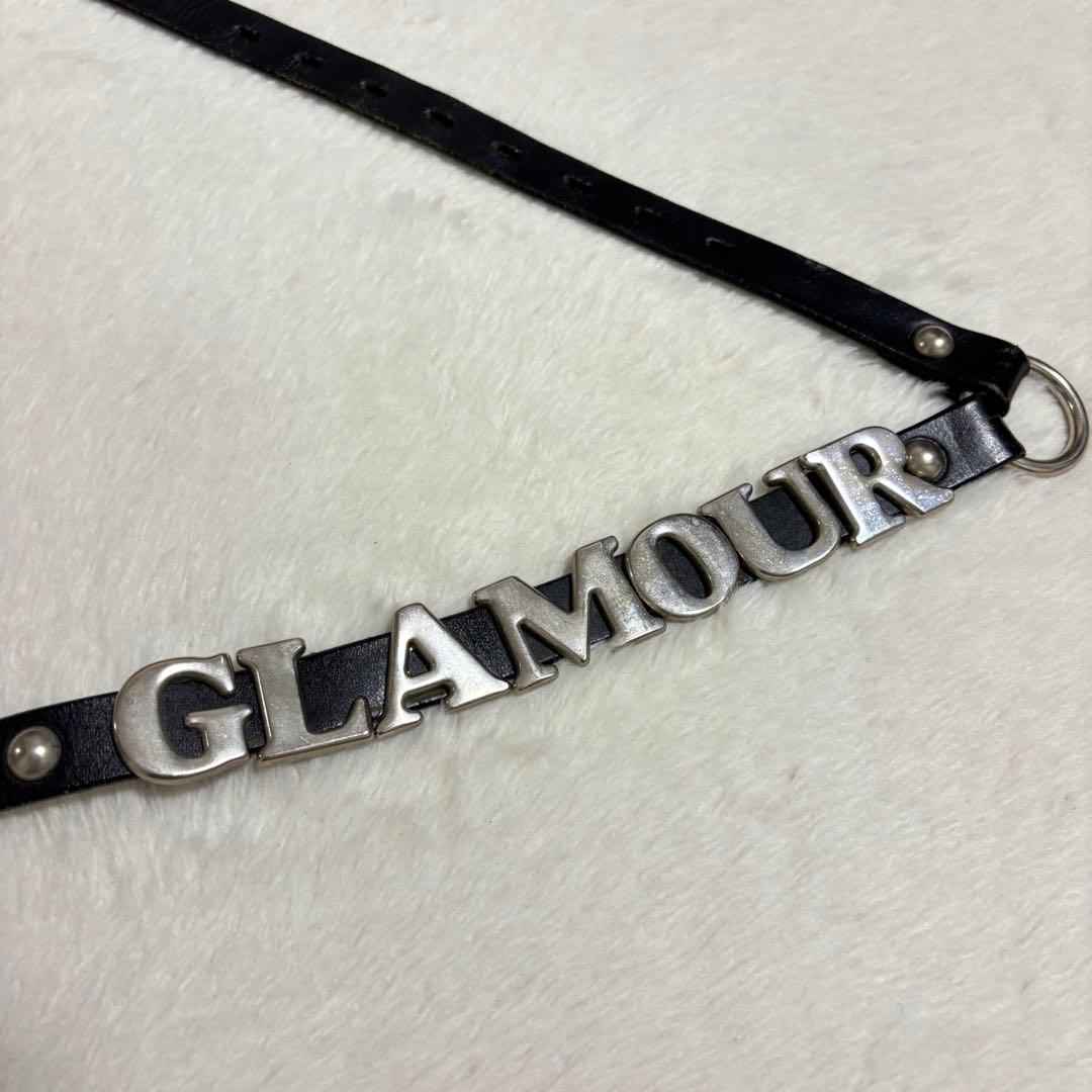 ヒステリックグラマー スタッズ&ロゴ 細レザーベルト 全長102cm