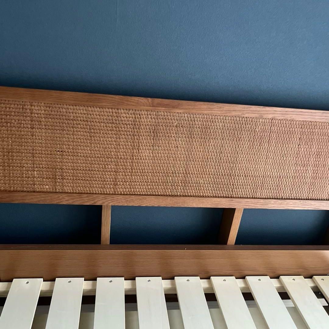 【たろう】 セミダブルベッドフレーム 木製ラタン調＋エマスリープマットレス