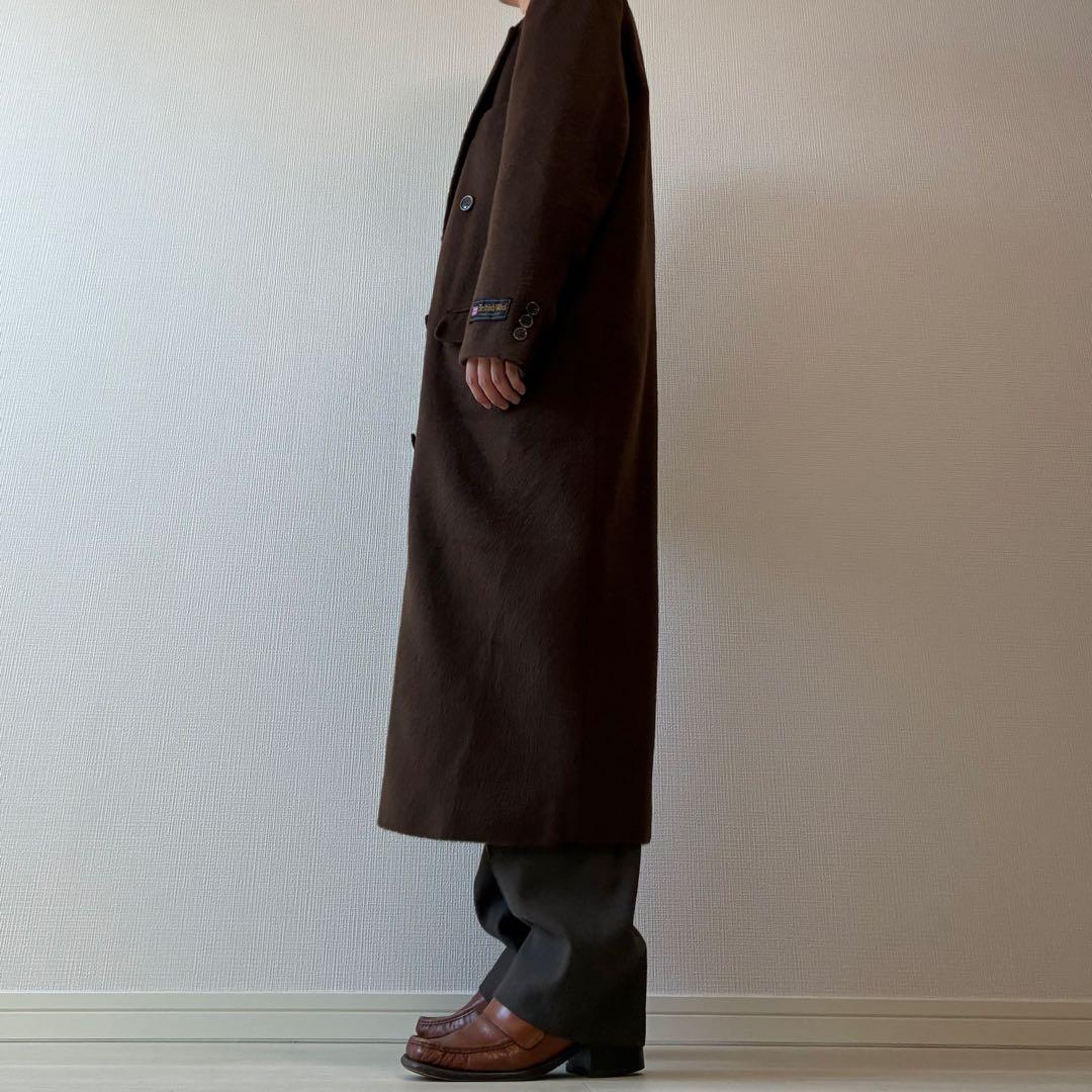 90's ヴィンテージ ダブル チェスターコート ブラウン デッドストック