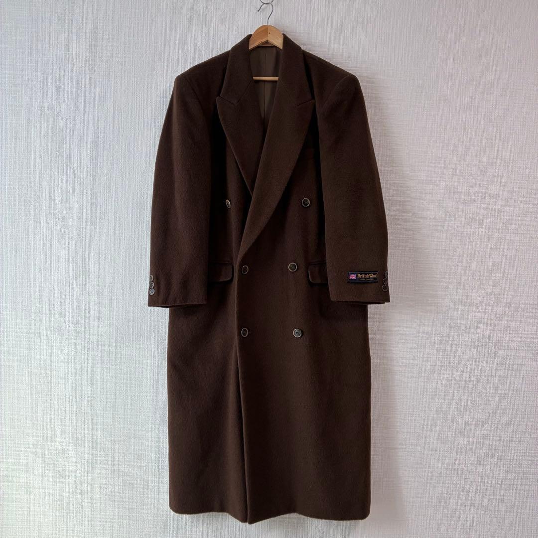 90's ヴィンテージ ダブル チェスターコート ブラウン デッドストック