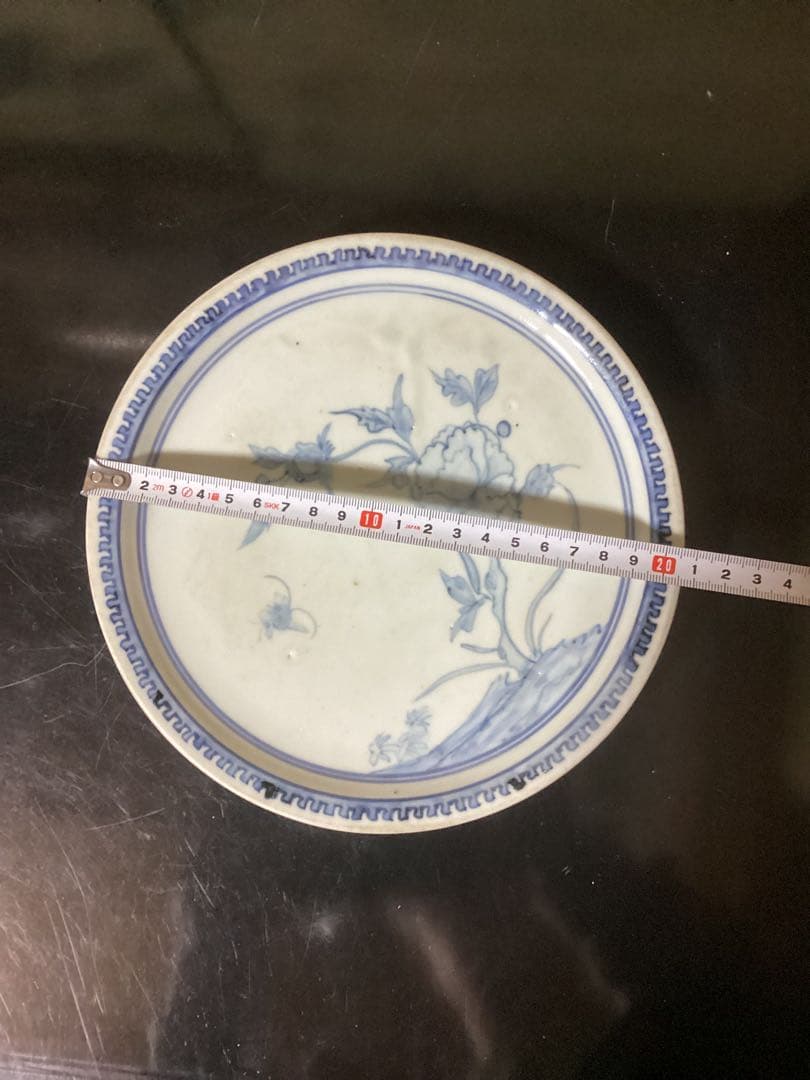 初期伊万里　染付花文江戸期皿　骨董古美術コレクション品幅約20.5cm