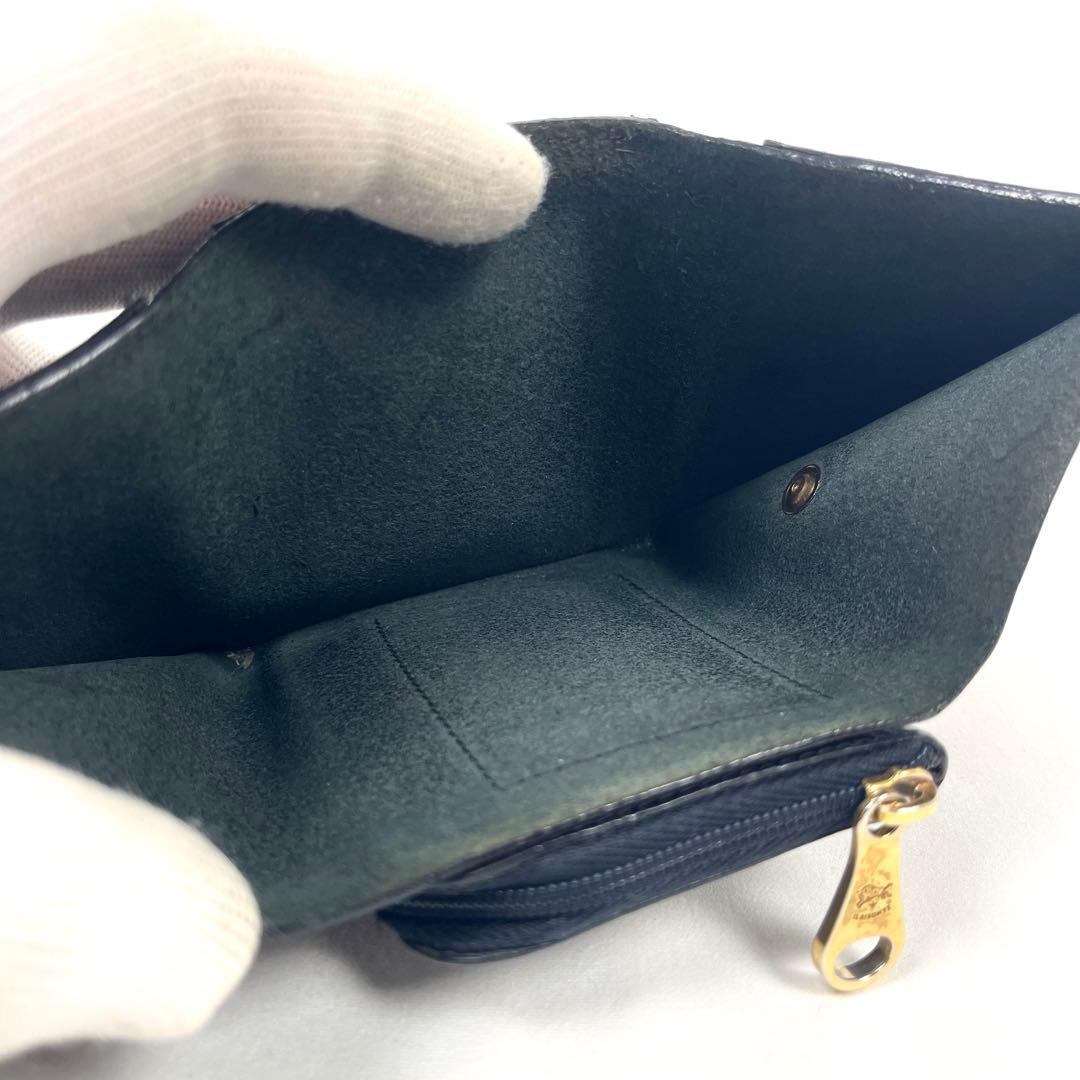 イルビゾンテ　三つ折り財布　トリフォルド　オールレザー　ロゴ型押し　ブラック