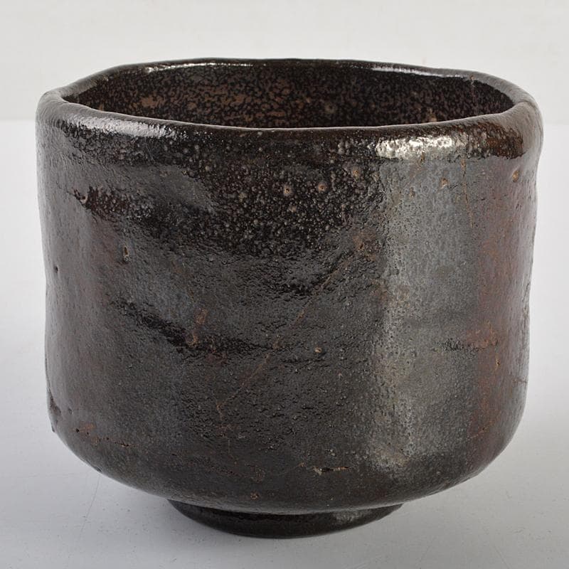 茶道具　楽吉左衛門　九代了入　黒筒茶碗　共箱　G　R6993