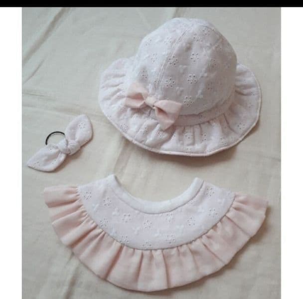 いちご刺繍レースのベビーハット(通常リボン)