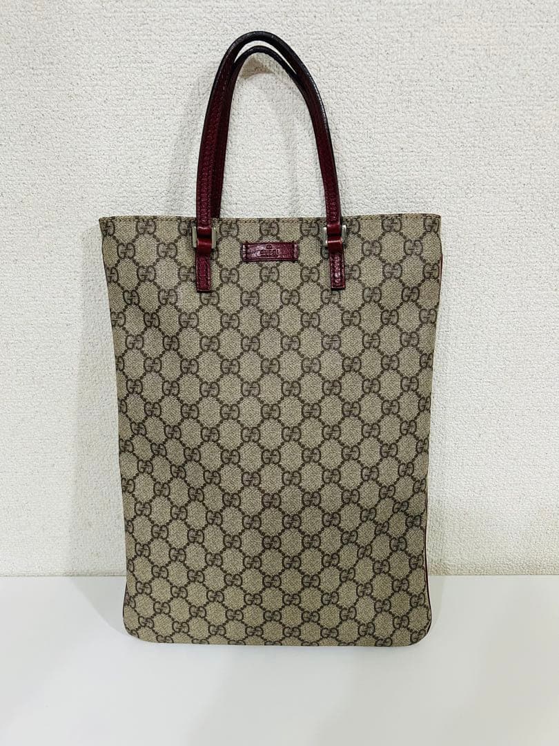 GUCCI グッチ　トートバッグGG柄PVC スプリーム縦長ハンドバッグ