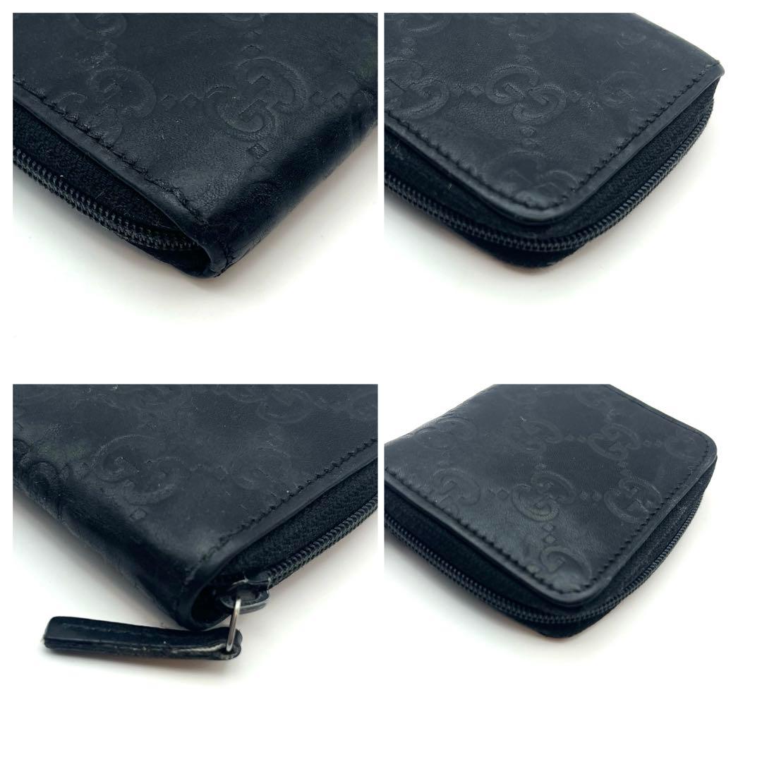 【美品】 GUCCI グッチ ケース シマ ラウンドファスナー ブラック