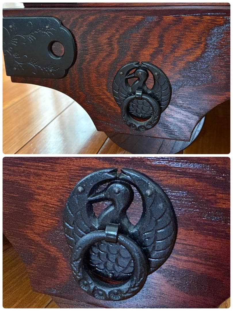 美品 岩谷堂箪笥 車タンス 帳場タンス 民芸家具 オリジナル格子140413錠付