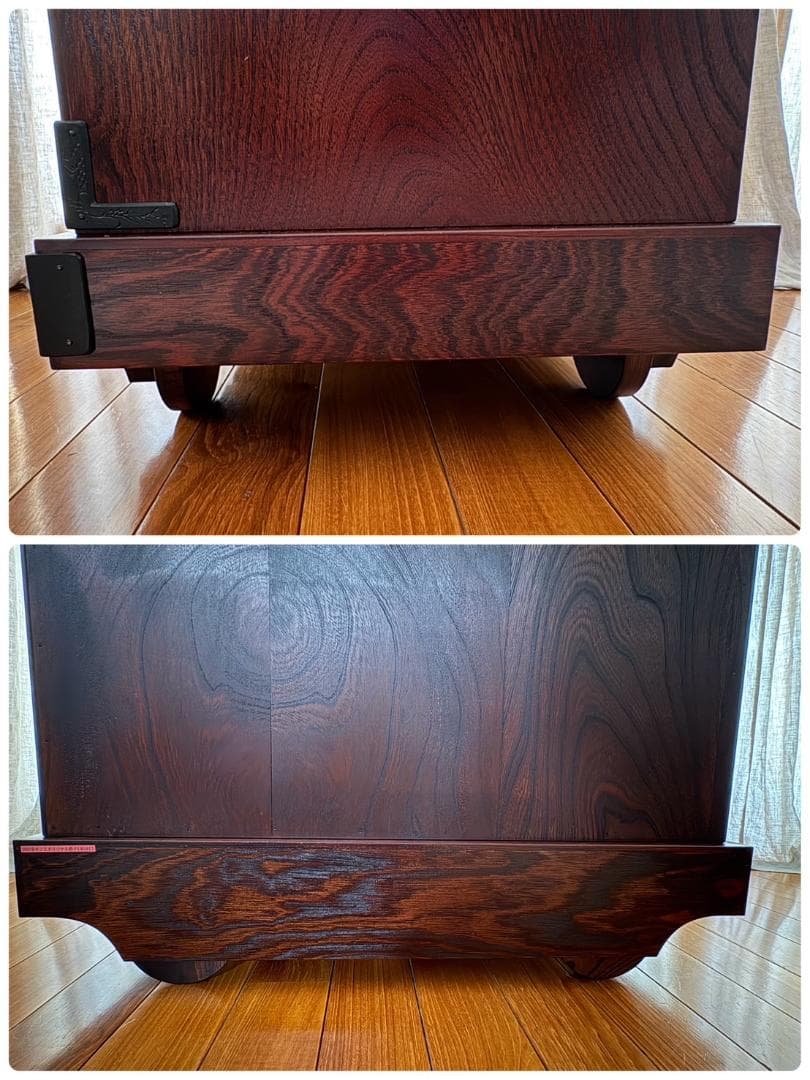 美品 岩谷堂箪笥 車タンス 帳場タンス 民芸家具 オリジナル格子140413錠付