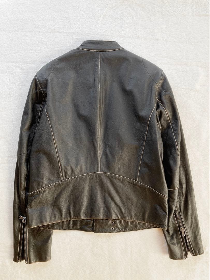 TOMORROWLAND ブラック牛レザー　シングルライダースジャケット