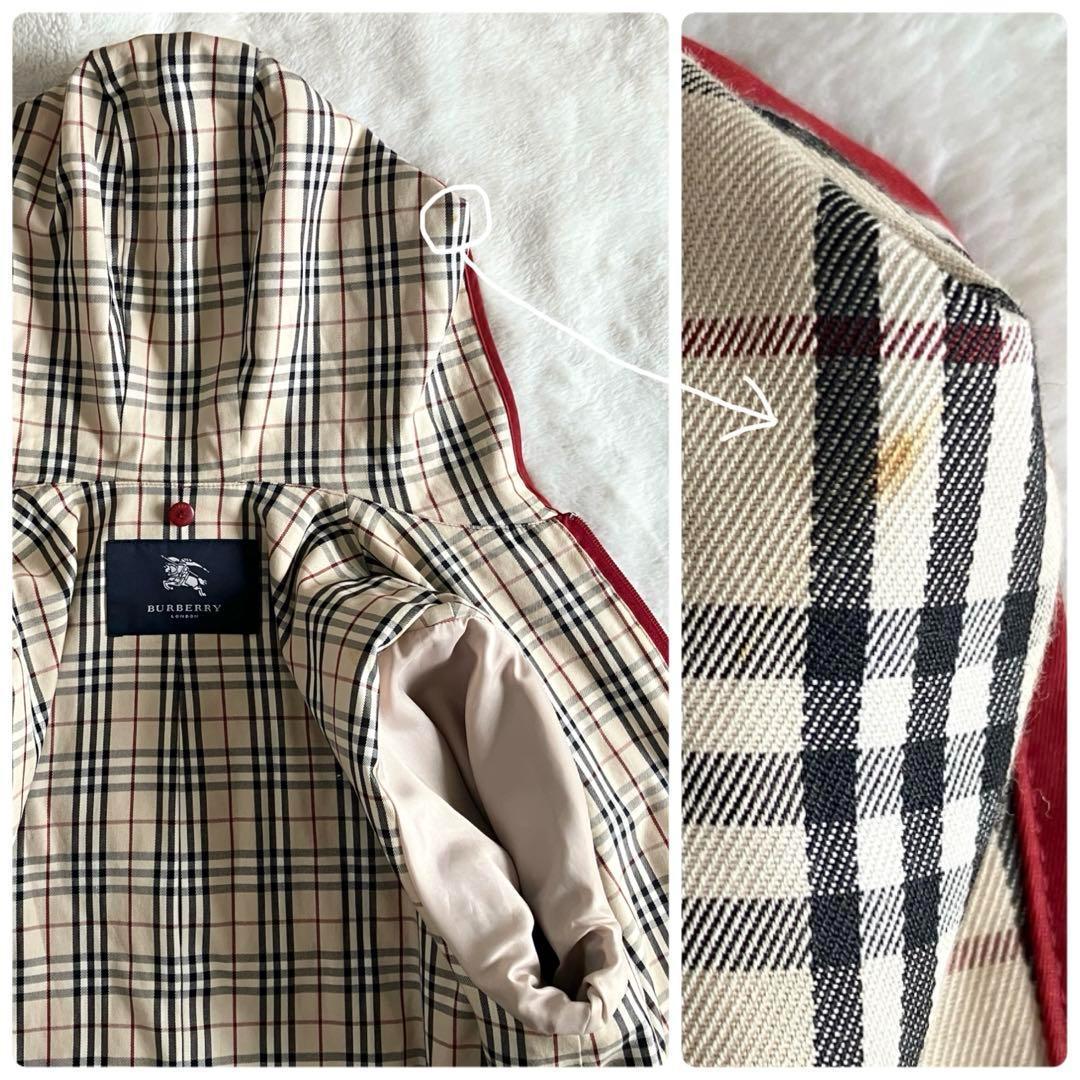 バーバリーロンドン 3way ノバチェック フーデッドブルゾン 9 ワインレッド